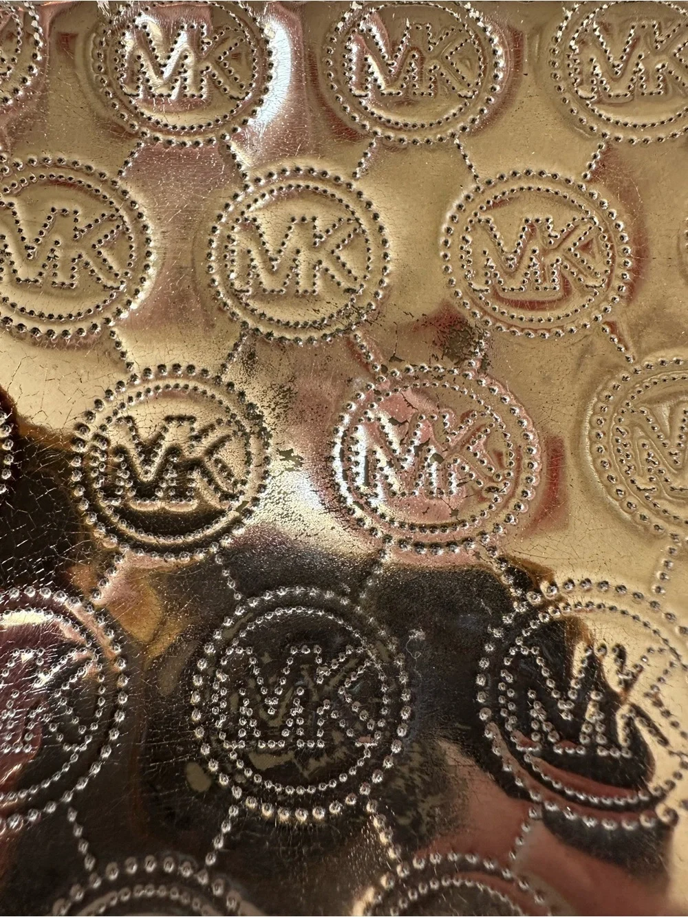 MICHAEL KORS Metallic Silver MK Logo Cosmetic Makeup Case Travel Bag
